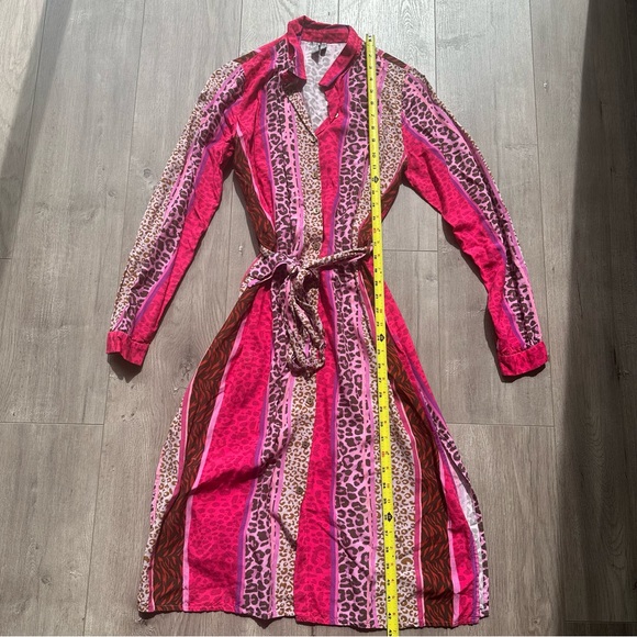 Blank London - Pink and Animal Print Striped Dress - size 4 - Picture 2 of 4